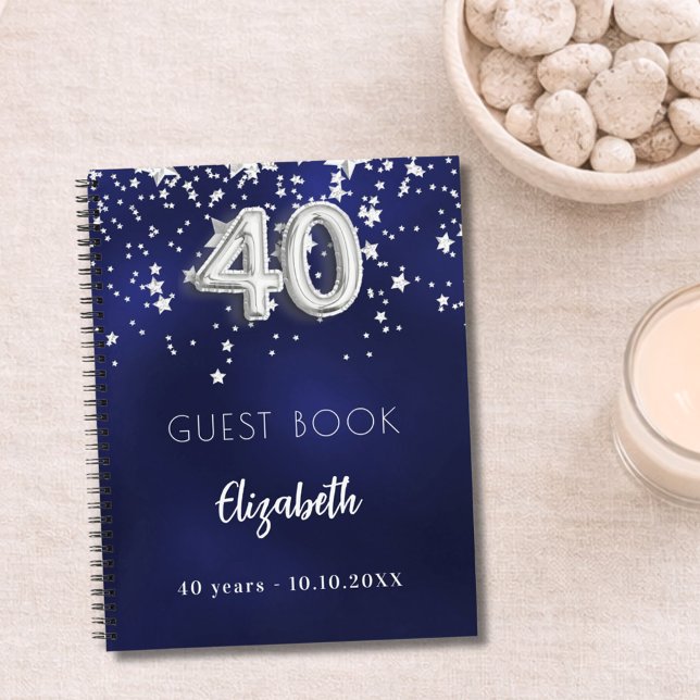 Gästebuch 40. Geburtstag navy blauen Silberstars Notizbuch (Von Creator hochgeladen)