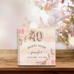 Gästebuch 40. Geburtstag Pampas Gras Rose Gold Notizbuch<br><div class="desc">Für ein elegantes Party zum 40. Geburtstag. Eine Rose Gold,  rot rosa rustikale Imitate metallisch aussehen Hintergrund. Mit Rose Gold,  rosa Blumen,  Pampas Gras dekoriert. Personalisieren und fügen Sie einen Namen und ein Datum hinzu.</div>