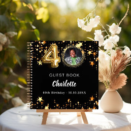 Gästebuch 40. Geburtstag schwarze goldene Sterne F Notizbuch