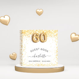 Gästebuch 60. Geburtstag Weißgold Glitzer Notizbuch