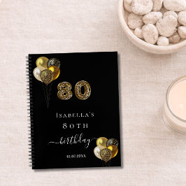 Gästebuch 80. Geburtstag schwarzes Gold Leopard Ti Notizbuch