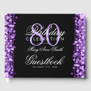 Gästebuch 80. Geburtstagsparty Glitzern Lila