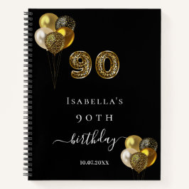 Gästebuch 90. Geburtstag schwarzes Gold Leopard Ti Notizbuch