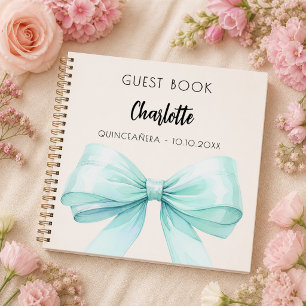 Gästebuch aquamarin grüne Creme Quinceanera Notizbuch