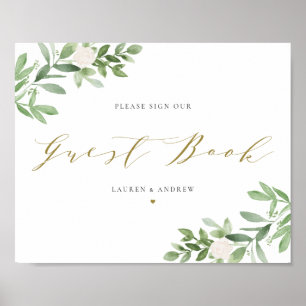 Gästebuch Aquarell und Weiße Blume