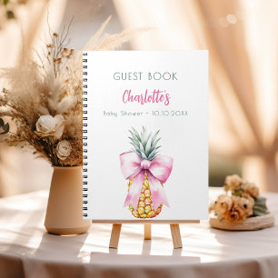 Gästebuch Baby Dusche Rosa Ananas Mädchen Notizblock