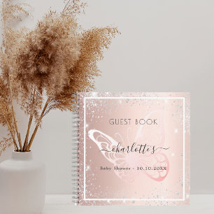 Gästebuch Baby Dusche Rose Gold Silberschmetterlin Notizbuch
