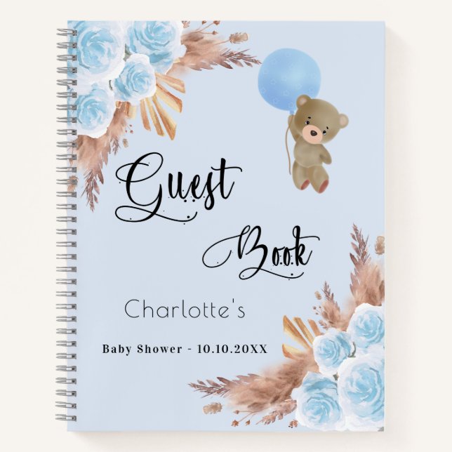 Gästebuch Baby Showboy Teddy Pampas Gras Notizbuch (Vorderseite)