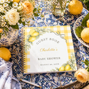 Gästebuch-Baby-Shower-Lemons Gingham Sommer Notizbuch