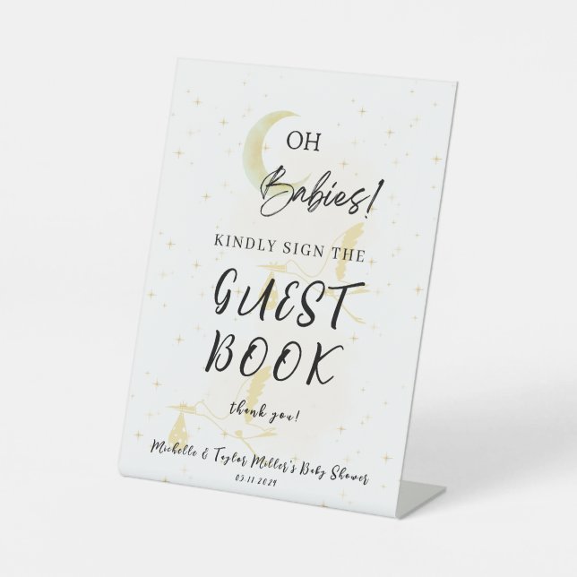 Gästebuch Baby Shower Pedestal Schild (Vorderseite)