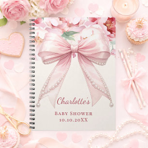 Gästebuch Baby Shower rosa Schleife Blumen günstig Notizblock