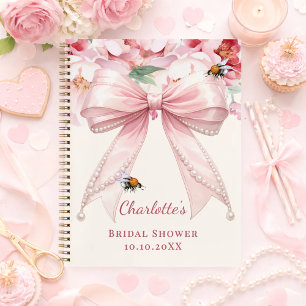 Gästebuch Baby Shower rosa Schleife Braut zur Bien Notizbuch