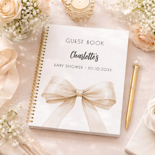 Gästebuch Baby Shower Schleife beige creme Notizbuch