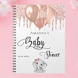 Gästebuch Babydusche Elefant Rose weiß Notizbuch