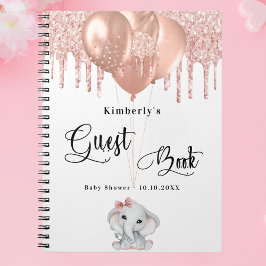 Gästebuch Babydusche Elefant Rose weiß Notizbuch