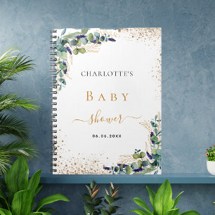Gästebuch Babydusche Eukalyptus Grüne Notizblock