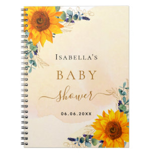 Gästebuch Babydusche Eukalyptus Sonnenblumen Notizblock