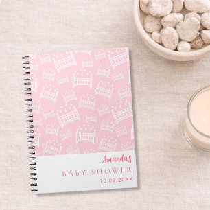 Gästebuch Babydusche Girl Pink weiße Krippen Notizblock