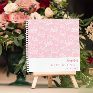 Gästebuch Babydusche Girl Pink weiße Krippen Notizbuch
