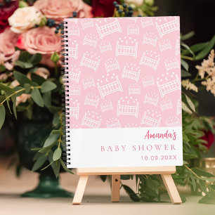 Gästebuch Babydusche Mädchen rosa weiße Krippen Notizbuch