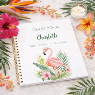Gästebuch Babydusche rosa Flamingo Notizbuch