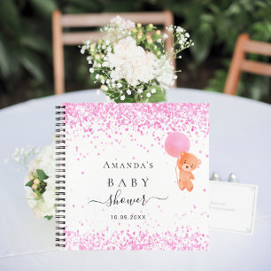 Gästebuch Babydusche Rosa Teddybär Notizbuch