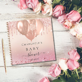 Gästebuch Babydusche Rose Gold Glitzer Notizbuch