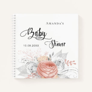 Gästebuch Babydusche Rose Gold silber Blume Notizbuch