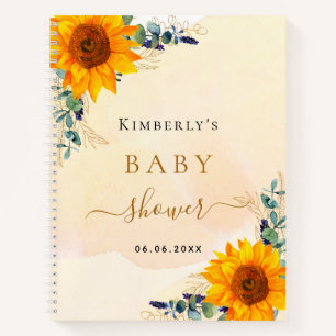 Gästebuch Babydusche Sonnenblumen Eukalyptus Notizbuch