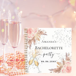 Gästebuch Bachelorette Pampas Rose Goldblase Notizbuch