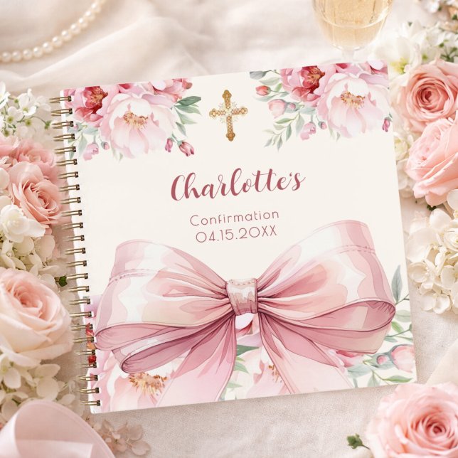 Gästebuch Bestätigung rosa Bogen Creme Flora Notizbuch (Von Creator hochgeladen)