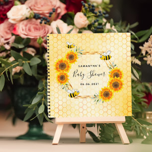 Gästebuch Bienenwabenblumen Babydusche Notizbuch