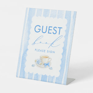 Gästebuch Blaues Jungen-Baby-Party-Tischschild Sockelschild