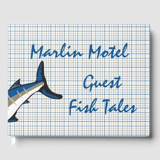 Gästebuch - Blue Marlin auf Kariert (Vorderseite)