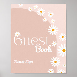 Gästebuch Boho-Girl-Babyparty mit blühender Marger