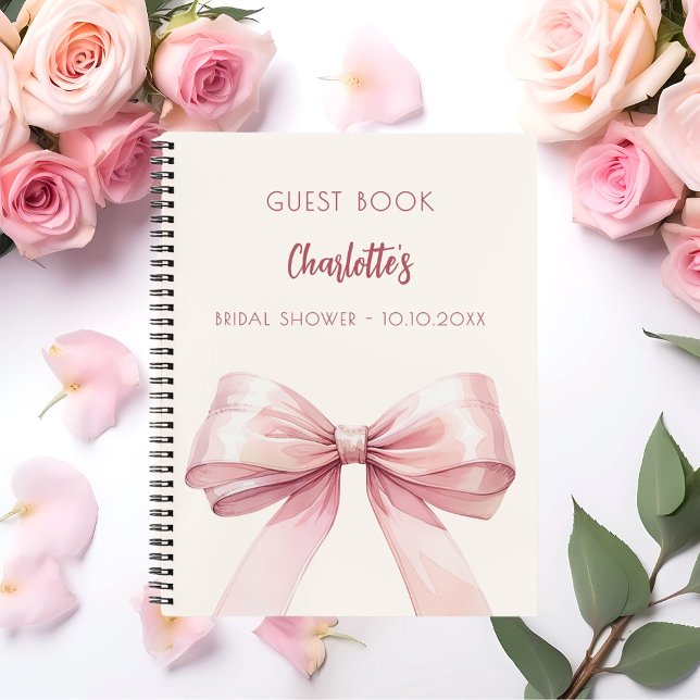 Gästebuch Brautparty rosa Bugcreme beige Notizbuch (Von Creator hochgeladen)