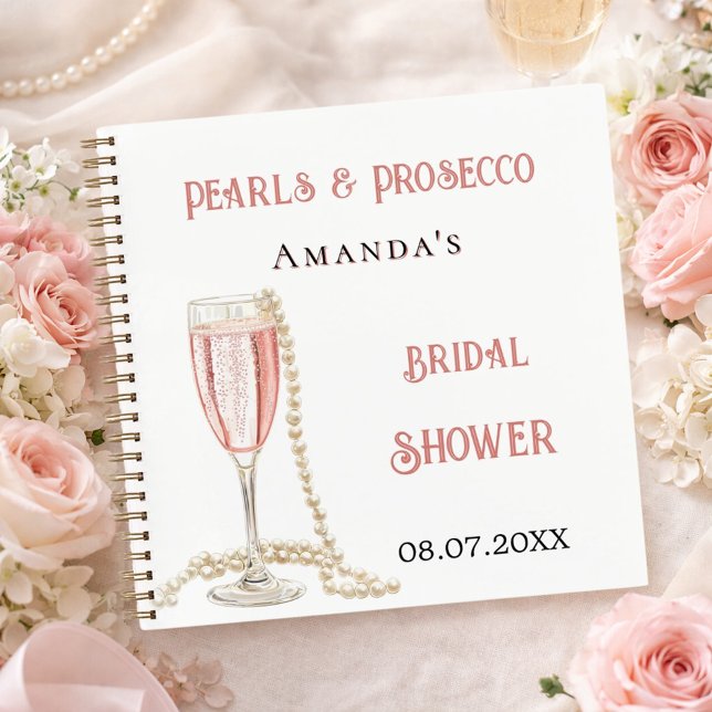 Gästebuch Brautparty Rosa Perlen Prosecco Notizbuch (Von Creator hochgeladen)