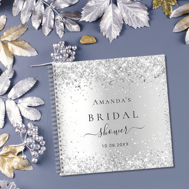 Gästebuch Brautparty Silber Glitzer Glitzern Notizbuch (Von Creator hochgeladen)
