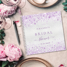 Gästebuch Brautparty Silber lila Glitzer Notizbuch