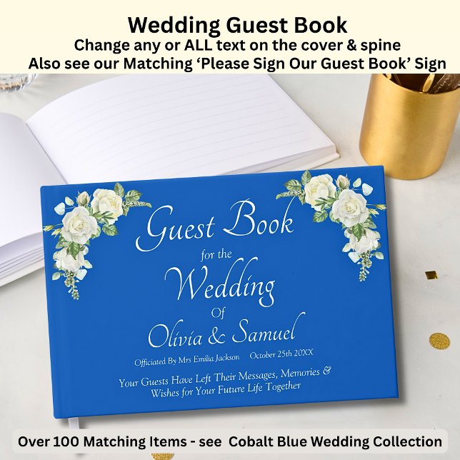 Gästebuch Cobalt Blue & White Roses (Von Creator hochgeladen)
