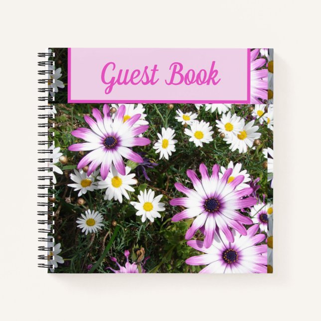 Gästebuch Daisy Lila Pink Blume Notizbuch (Vorderseite)