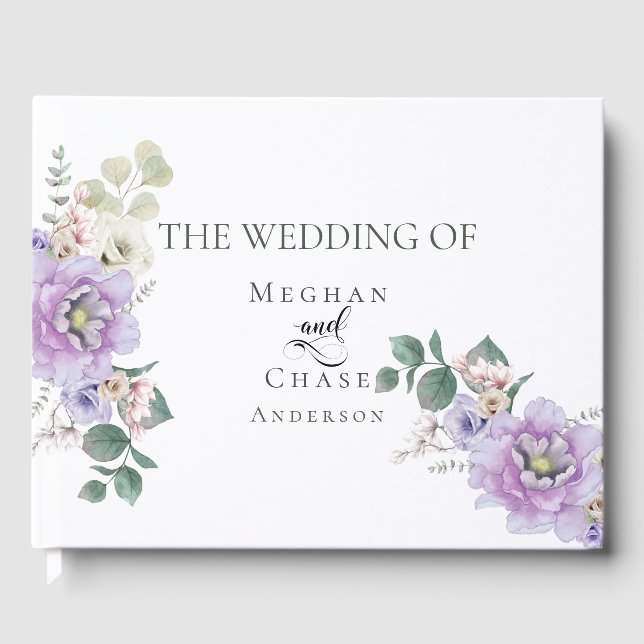 Gästebuch | Elegante Wasserfarbenpeonies (Vorderseite)