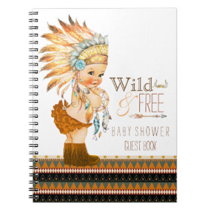 Gästebuch für Baby Shower Mädchen Tribal Wild und Notizblock