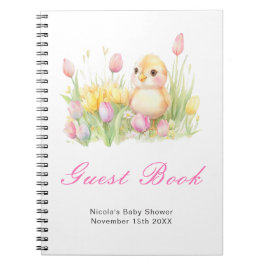 Gästebuch für Baby Shower mit Frühlingsküken Notizblock