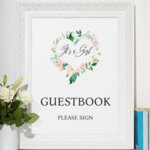 Gästebuch für Baby Shower mit Pfirsichblüten