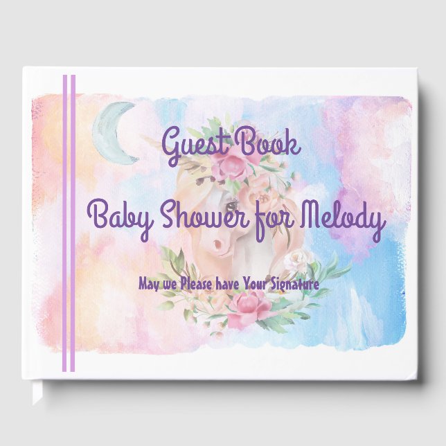 Gästebuch für Baby Shower mit Unicorn (Vorderseite)