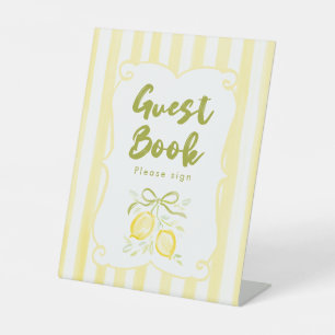 Gästebuch für Baby Shower mit Zitronen-Thema Sockelschild