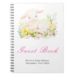 Gästebuch für Baby Shower zum Frühlingslamm Notizblock