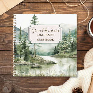 Gästebuch für Ferienhäuser am See mit Kiefernwald- Notizbuch