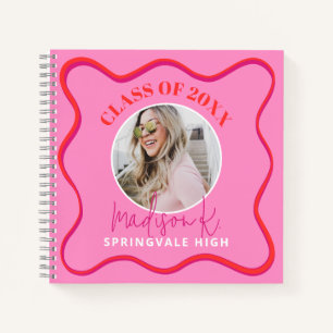 Gästebuch für Grad Party Colorful Wavy Red Pink Notizbuch
